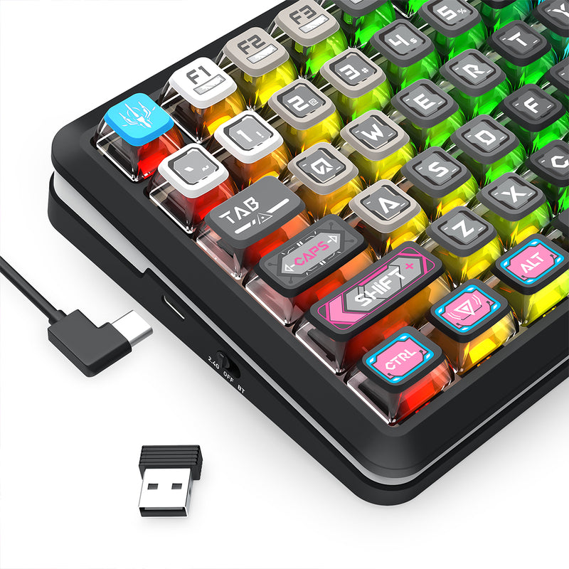 Redragon K708MC RGB Flekact Pro 82 Keys 75% Gasket Mounted Wireless Mechanical Keyboard with Customizable Smart LCD Screen (Special Keycaps Ed.)