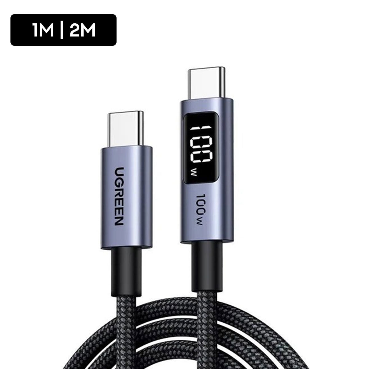 Ugreen USB-C to USB-C PD Fast Charging Cable with LED Display - (Black)