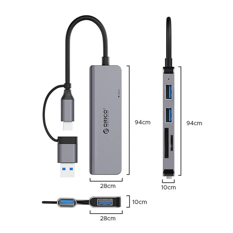 Orico YSA6-U3 5-Port Mini USB 3.0 Hub (Dark Grey)