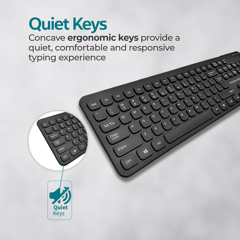 Promate Easykey-4 Ultra-Slim Quiet Key Wired Keyboard (Black)