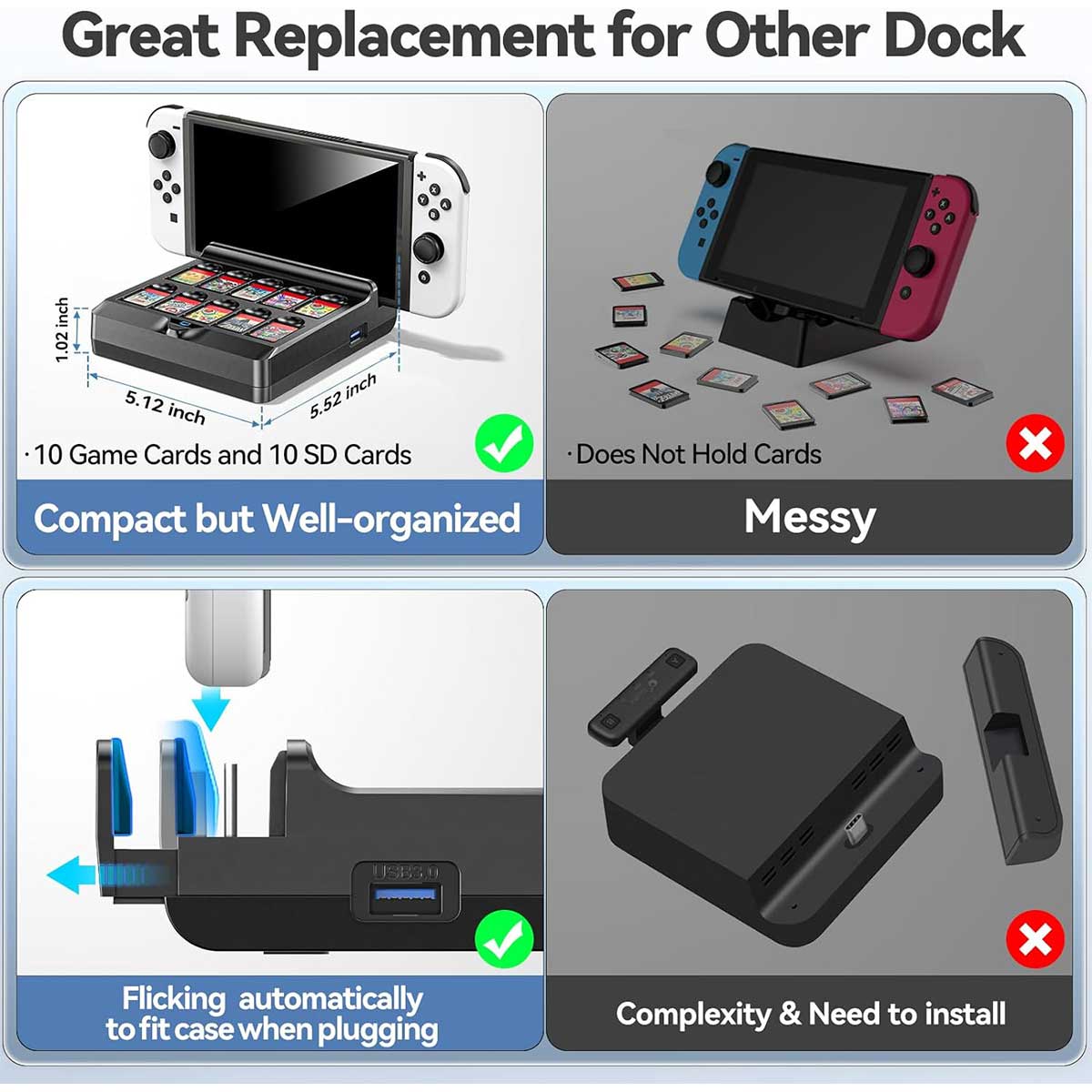 NSW TV Docking Station With 10 Game Slot For Switch / Switch OLED (NG-SW279)