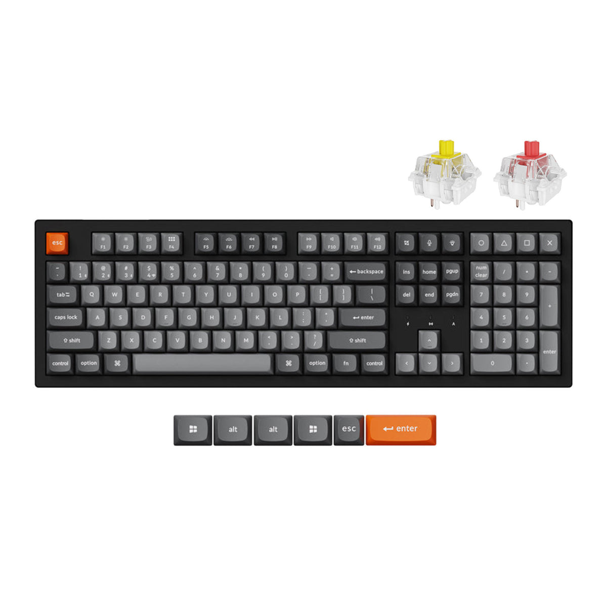 Keychron K10 Max QMK Fully Assembled RGB Backlight Full-Size Wireless Mechanical Keyboard Black (Super Banana Switch, Super Red Switch) (K10M-B4, K10M-B1)