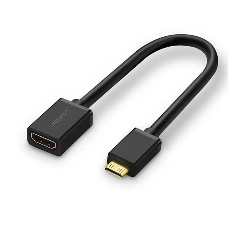 UGreen Mini HDMI Male To HDMI Female Adapter Cable - 22cm (Black) (20137/20137)