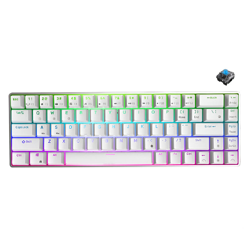 Royal Kludge G68 Tri-Mode RGB 68 Keys Hot Swappable Mechanical Keyboard White