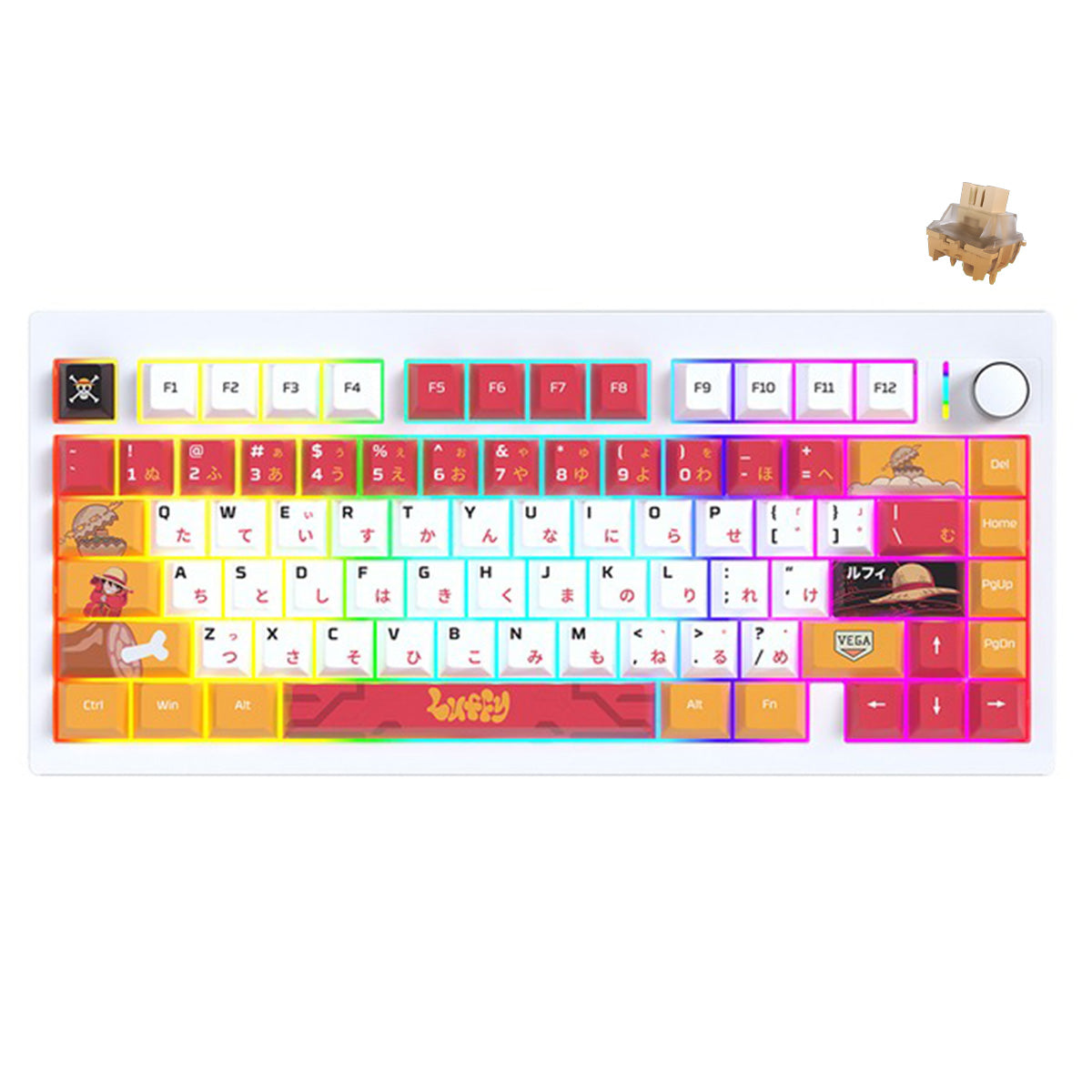 Fantech x One Piece MK921 Maxfit8 Tri-Mode Hot-Swappable Wireless Mechanical Keyboard (Brown Tactile Switch) (Luffy)