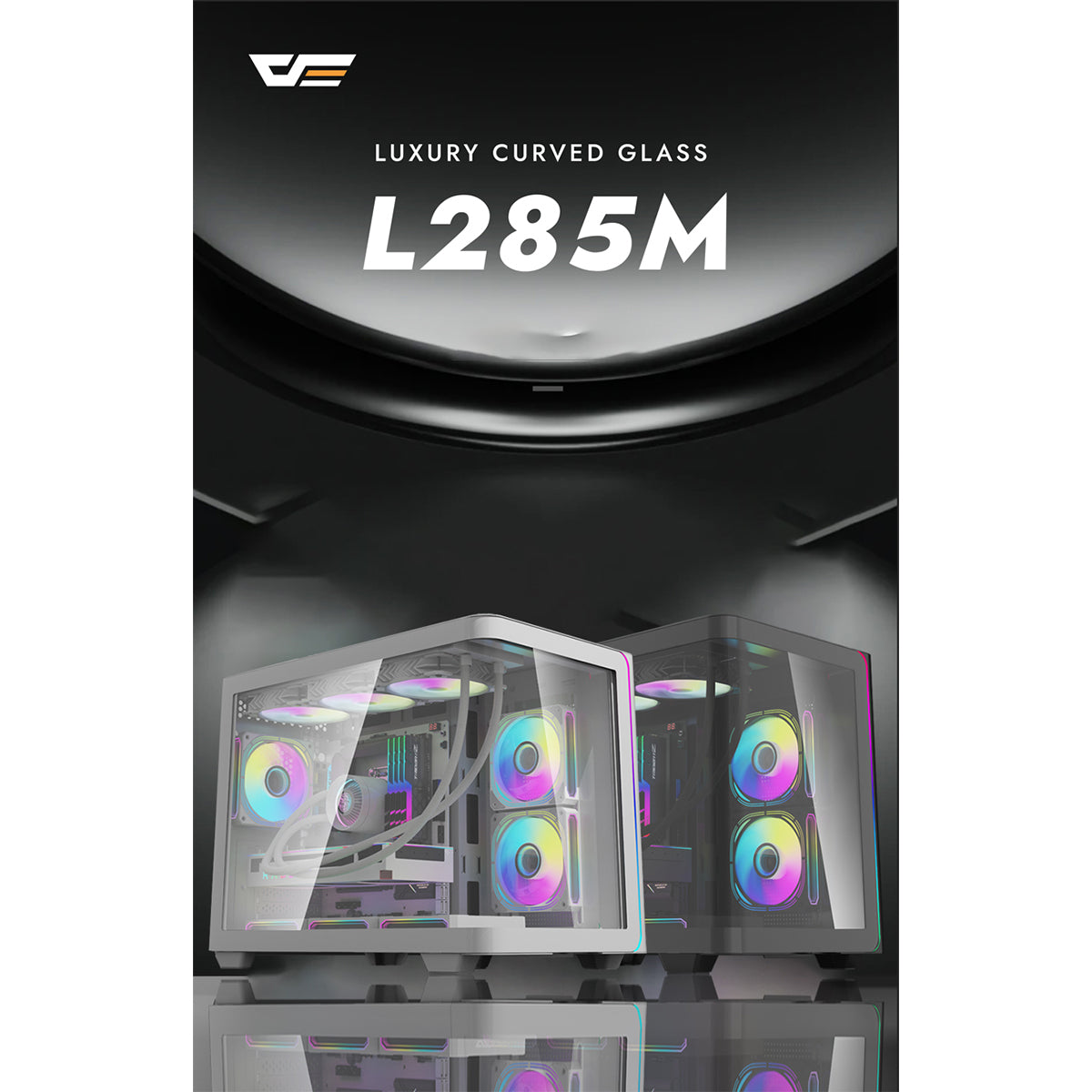 Darkflash L285M Luxury M-ATX PG Gase Curved Glass Panel PC Case (Black, White)