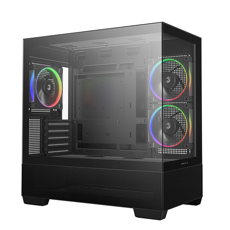 DeepCool CG380 3F Panoramic Dual Tempered Glass MATX Case (Black, White)