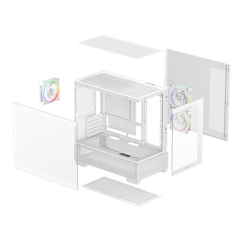 DeepCool CG380 3F Panoramic Dual Tempered Glass MATX Case (Black, White)