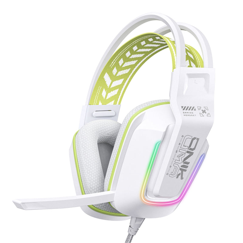 Onikuma X13 RGB Colorful Lighting Wired Gaming Headset with Noise Cancelling Microphone (White)