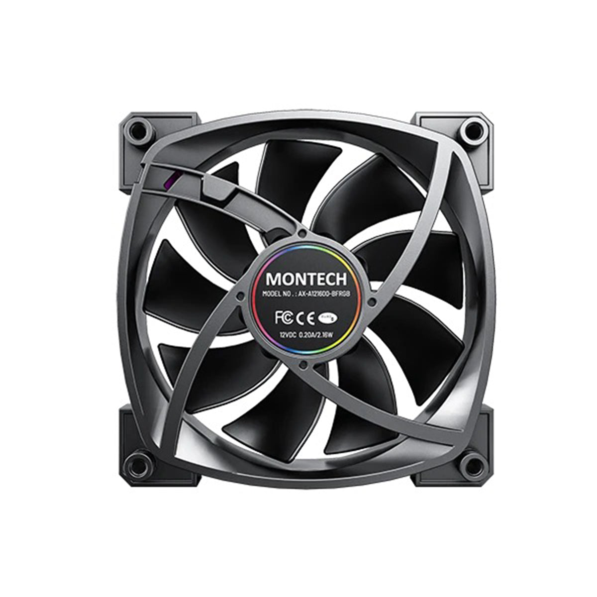Montech AX120 PWM 120mm ARGB Reverse Single Fan Kit (Black, White)