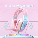 Onikuma X13 RGB Colorful Lighting Wired Gaming Headset with Noise Cancelling Microphone (Pink)