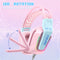 Onikuma X13 RGB Colorful Lighting Wired Gaming Headset with Noise Cancelling Microphone (Pink)