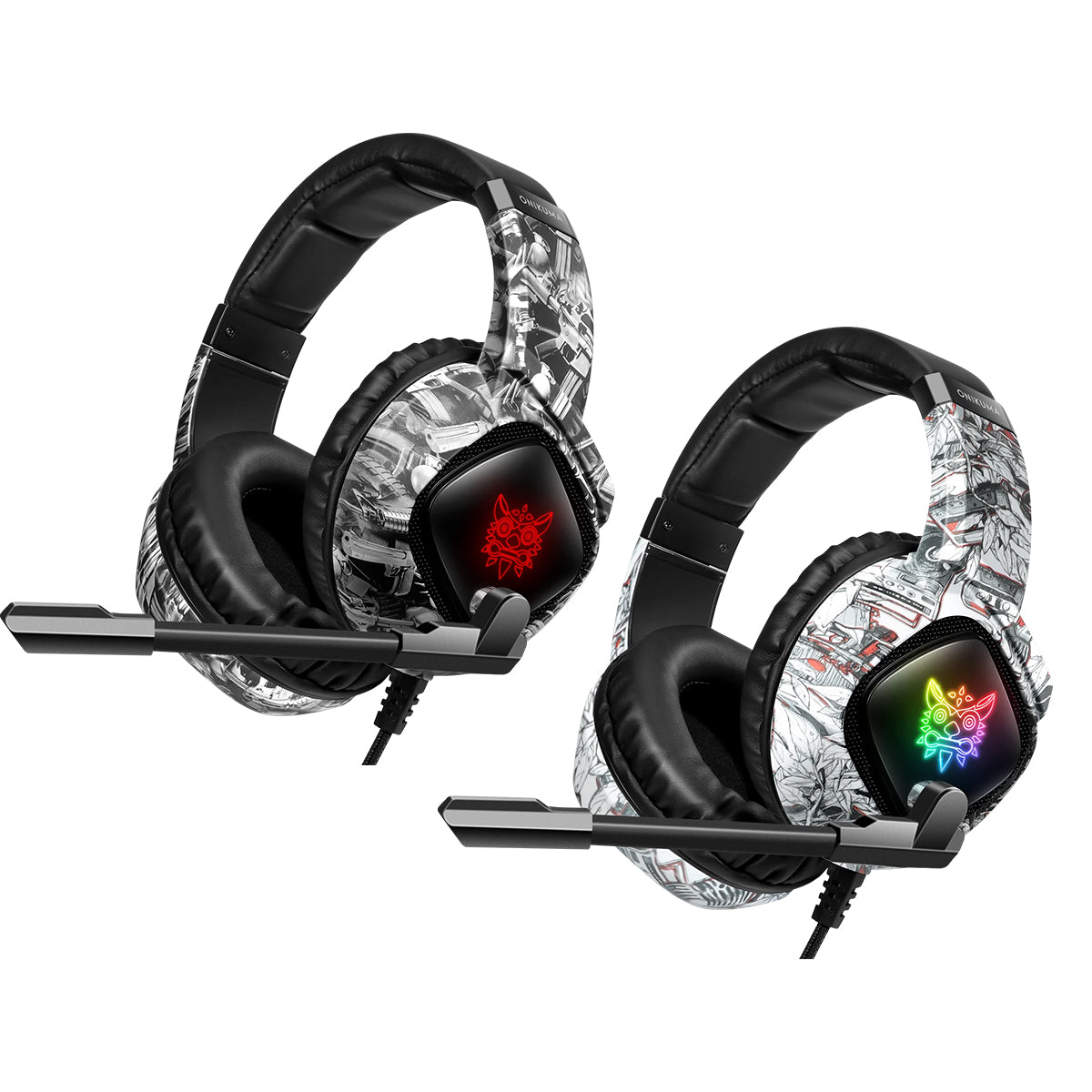Onikuma K19 Professional Gaming Headset with RGB Led Backlight (Camo Grey, Camo White)