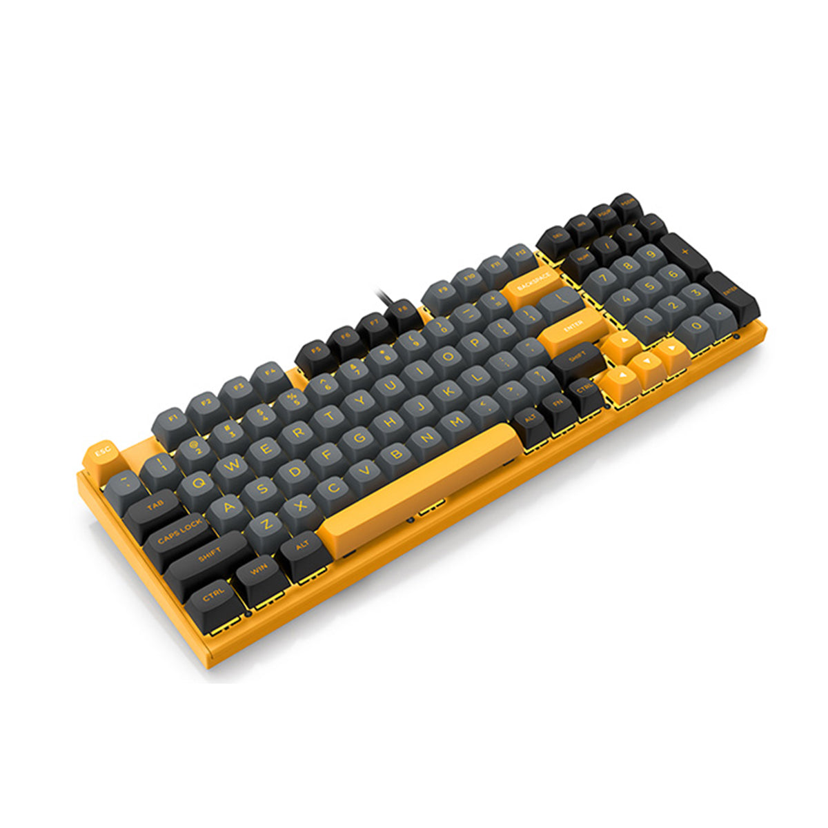 E-Yooso Z-7222 LED Light 98 Keys Wired Hot-Swappable Mechanical Keyboard Black/Yellow (Optical Switch)