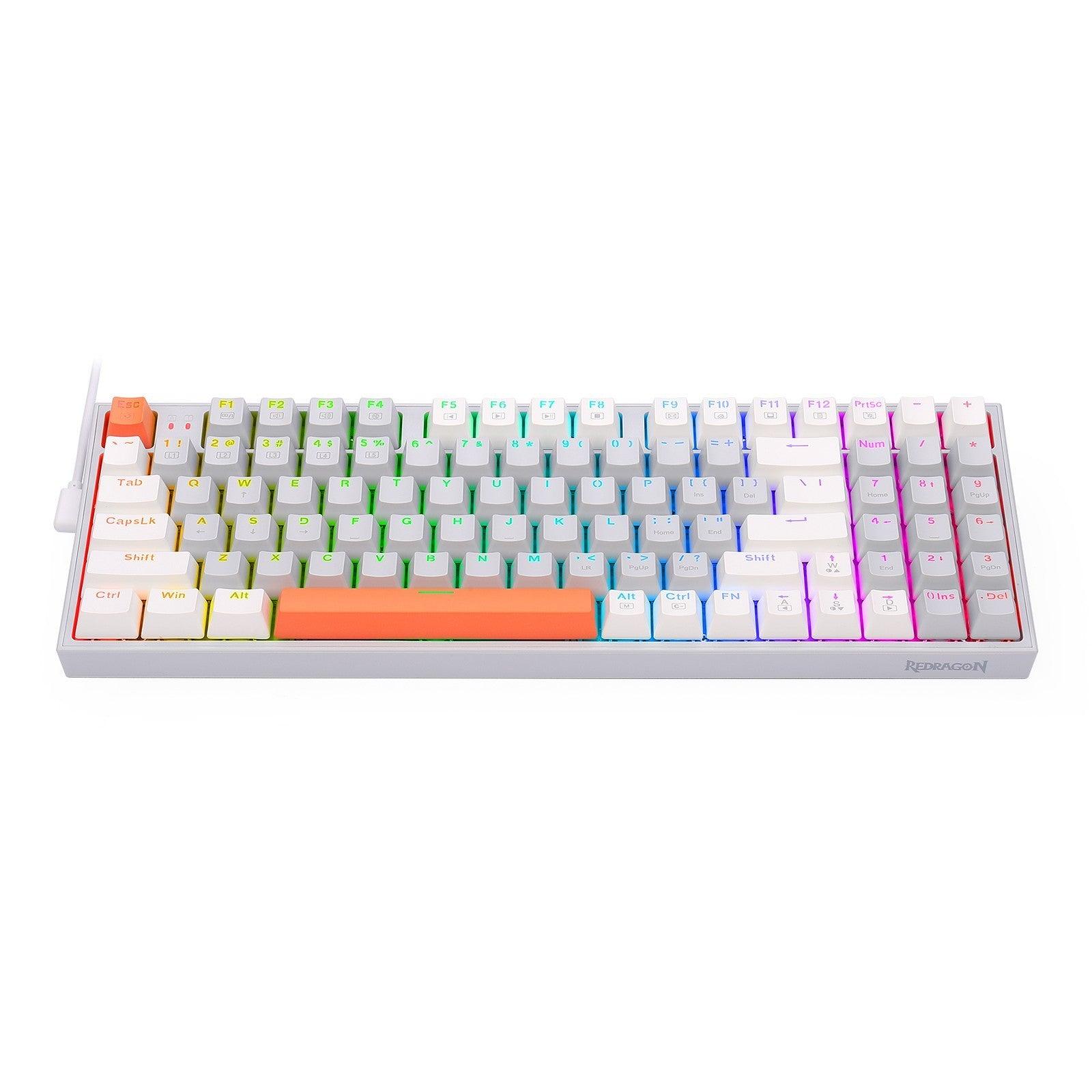 Redragon K636GWO-RGB V2 Kitava Wired Mechanical Gaming Keyboard (Grey-White-Orange) Dust-Proof Red Switch - DataBlitz
