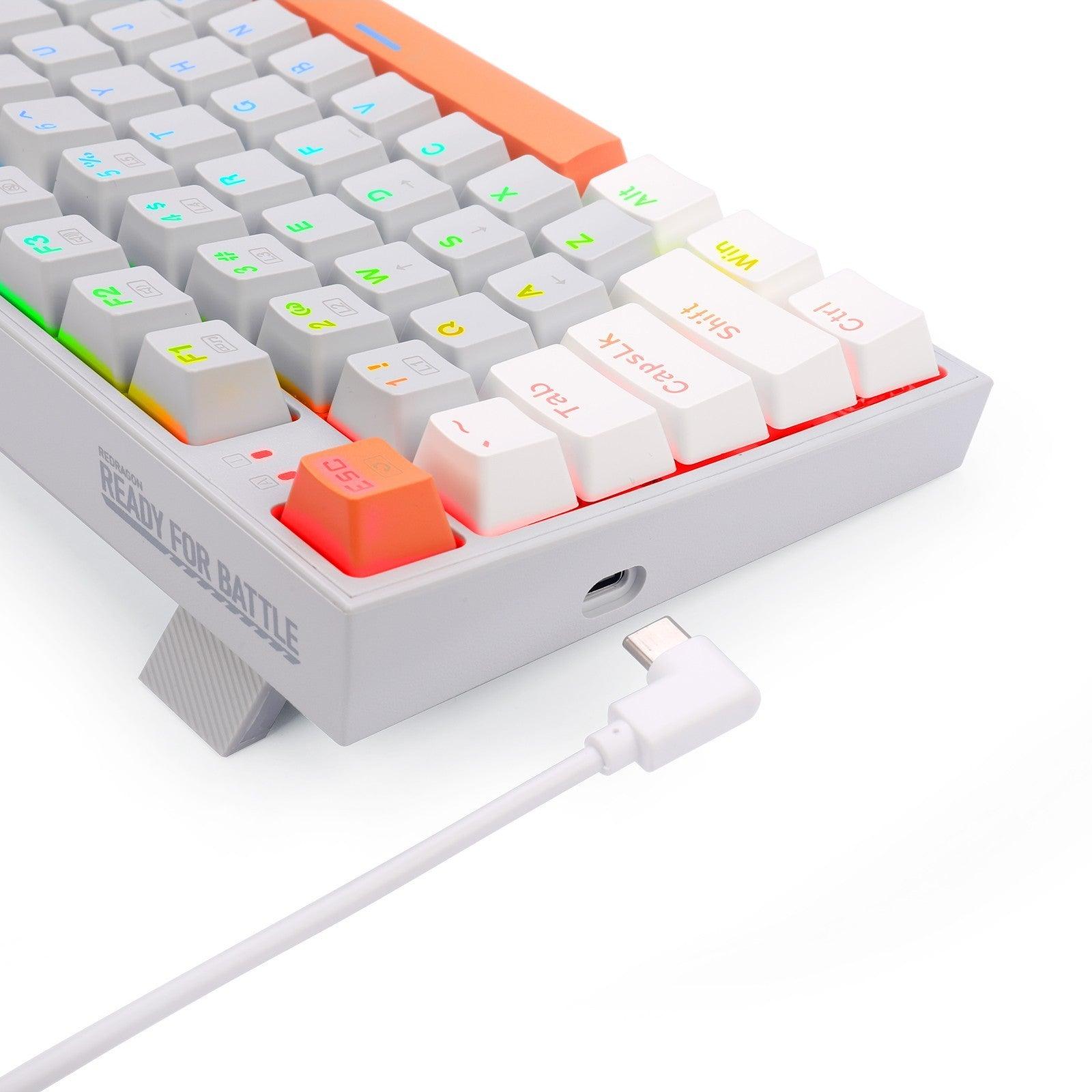 Redragon K636GWO-RGB V2 Kitava Wired Mechanical Gaming Keyboard (Grey-White-Orange) Dust-Proof Red Switch - DataBlitz
