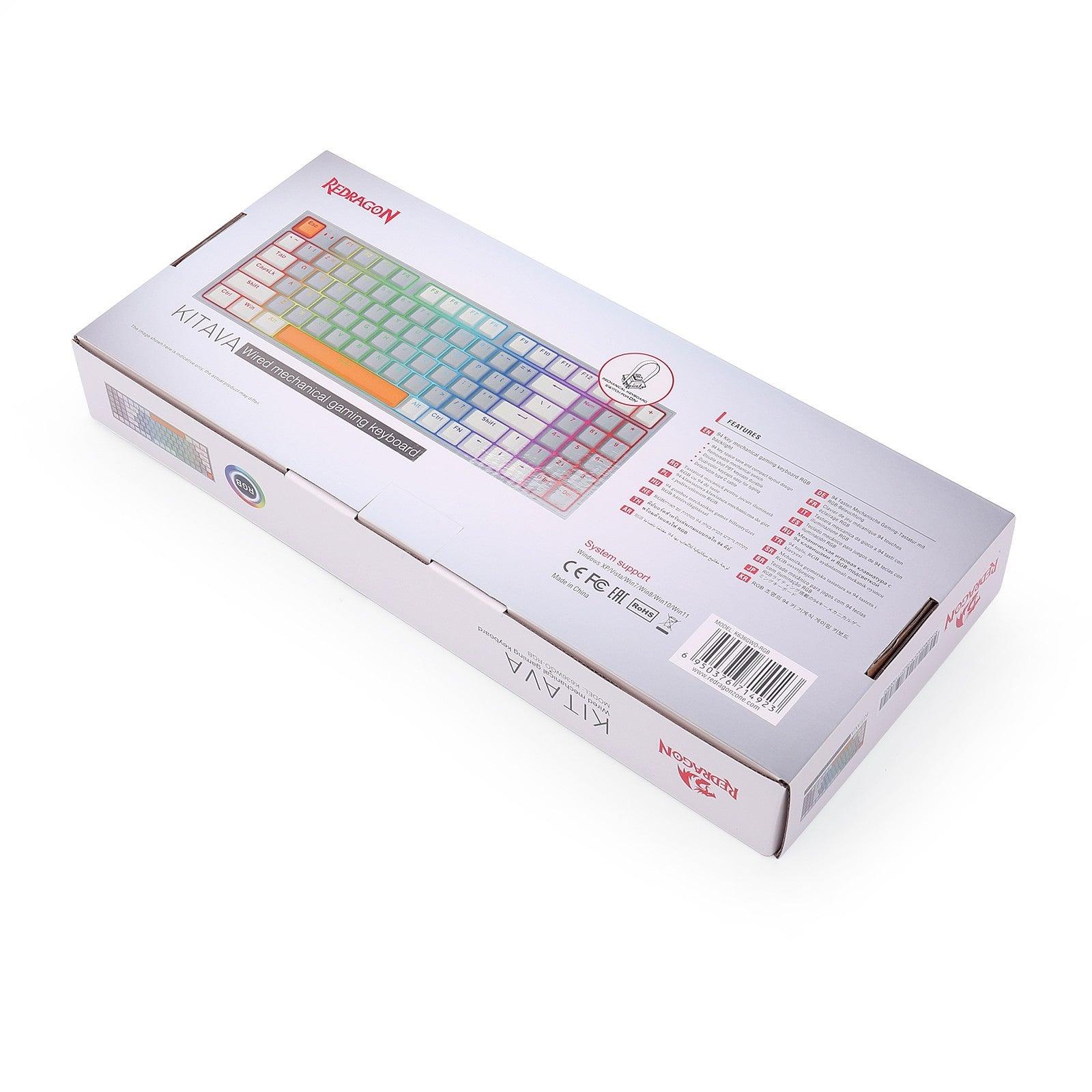 Redragon K636GWO-RGB V2 Kitava Wired Mechanical Gaming Keyboard (Grey-White-Orange) Dust-Proof Red Switch - DataBlitz