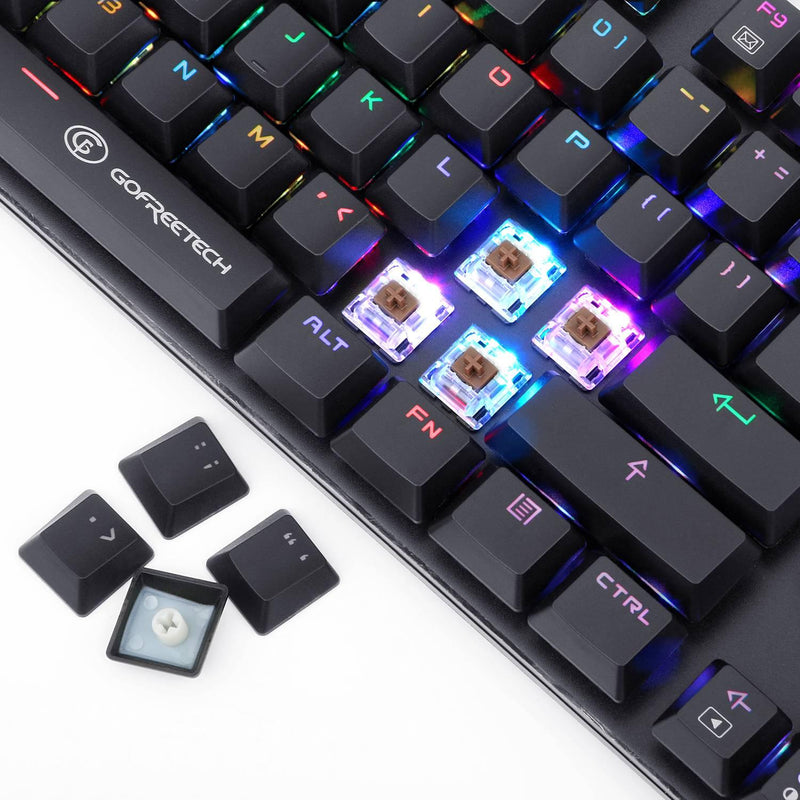 Gofreetech MK600 87-KEYS RGB Mechanical Gaming Keyboard (Brown Switch ...