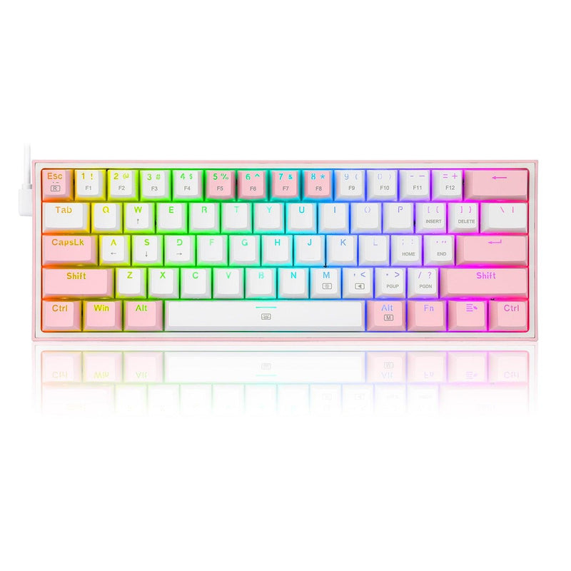 REDRAGON FIZZ RGB WIRED MECHANICAL GAMING KEYBOARD (DUST PROOF RED) (WHITE PINK) (K617-RGB) - DataBlitz