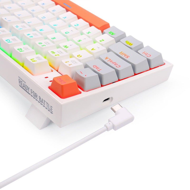 Redragon K636WGO-RGB V2 Kitava Wired Mechanical Gaming Keyboard (White-Grey-Orange) Dust-Proof Red Switch - DataBlitz