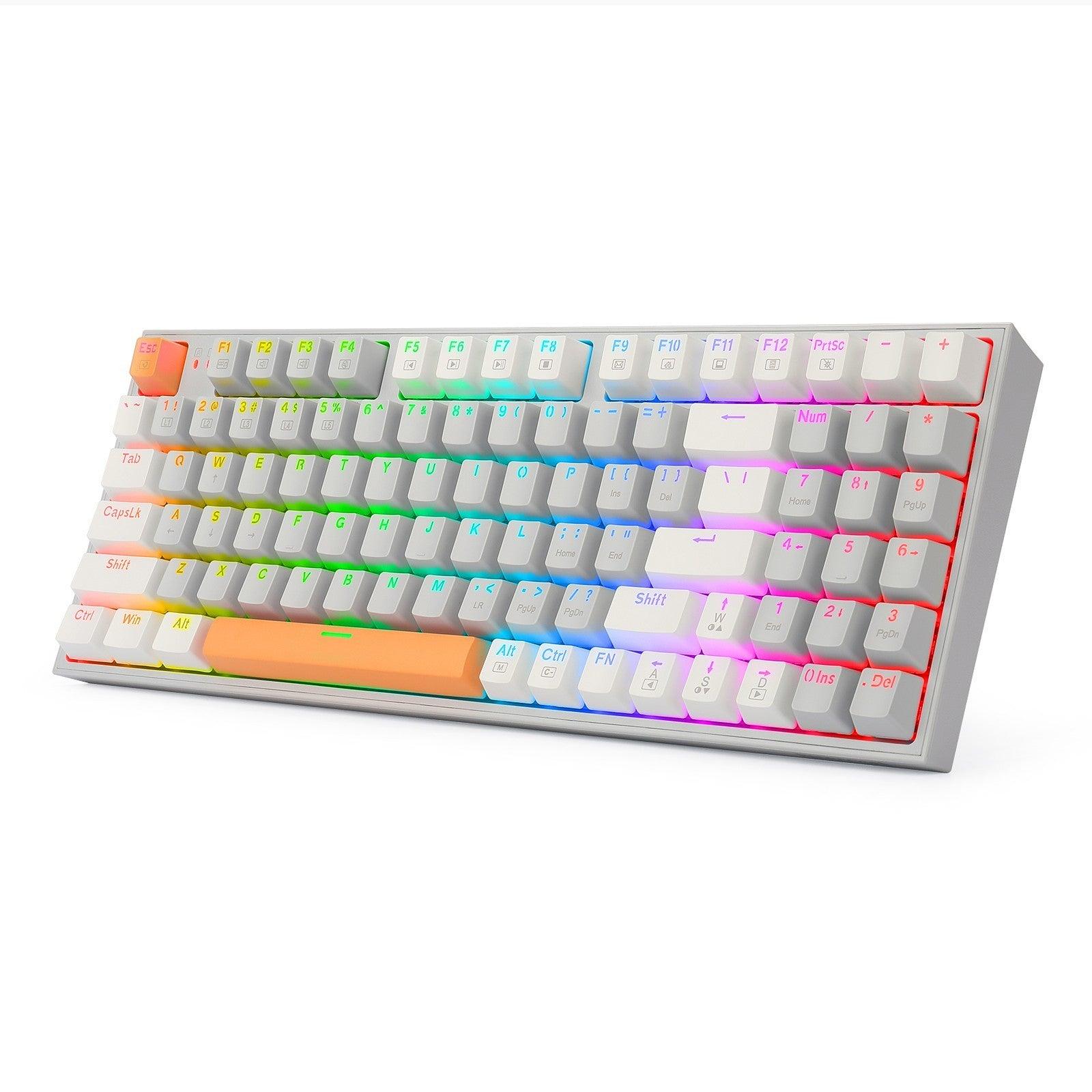 Redragon K636GWO-RGB V2 Kitava Wired Mechanical Gaming Keyboard (Grey-White-Orange) Dust-Proof Red Switch - DataBlitz