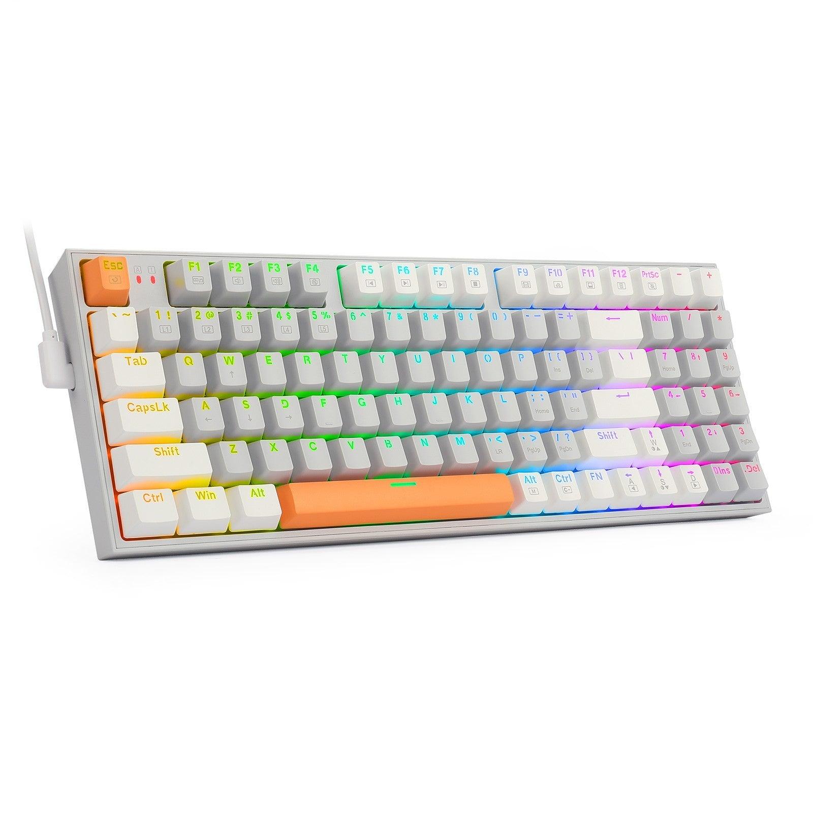 Redragon K636GWO-RGB V2 Kitava Wired Mechanical Gaming Keyboard (Grey-White-Orange) Dust-Proof Red Switch - DataBlitz