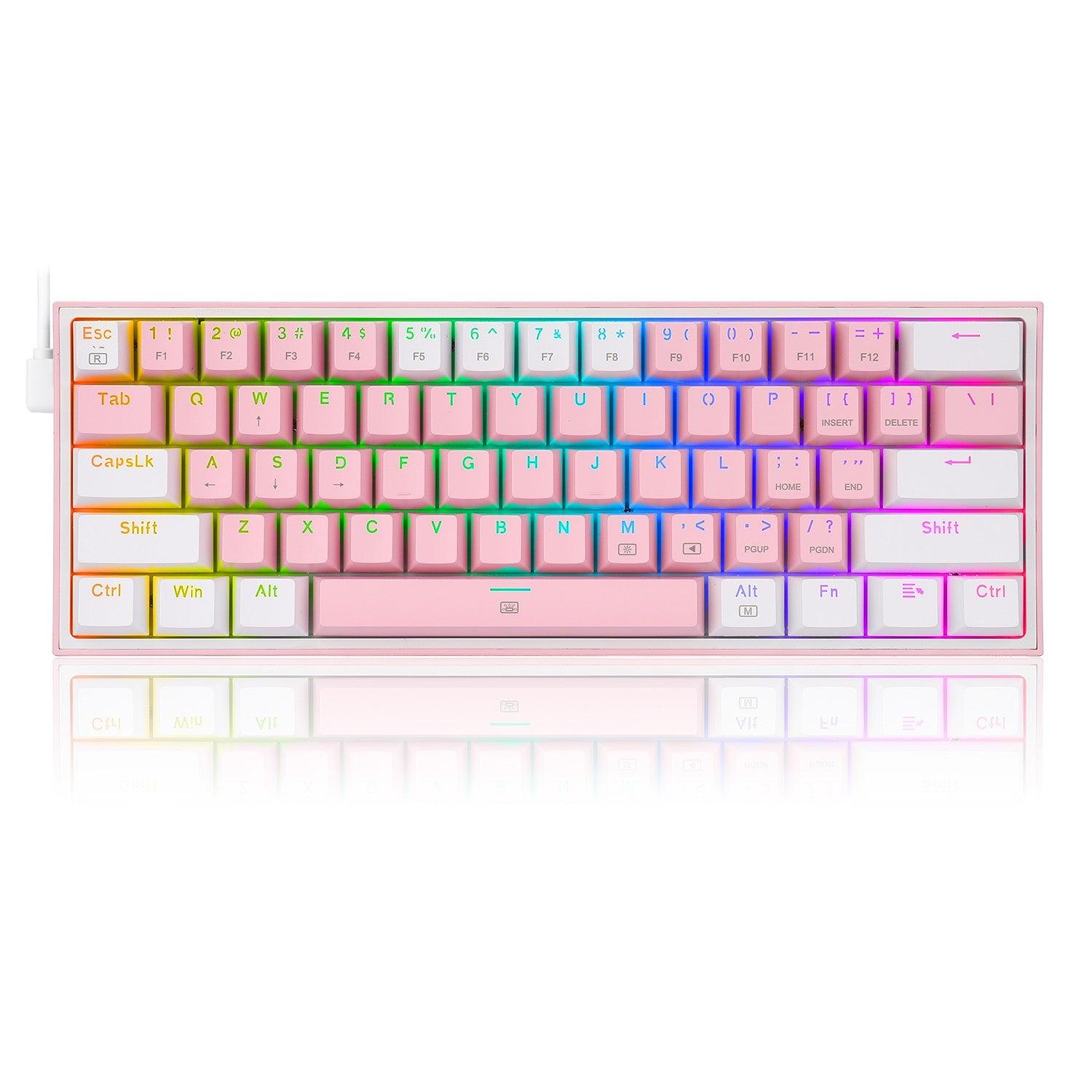 REDRAGON FIZZ RGB WIRED MECHANICAL GAMING KEYBOARD (DUST PROOF RED) (PINK WHITE) (K617-RGB) - DataBlitz