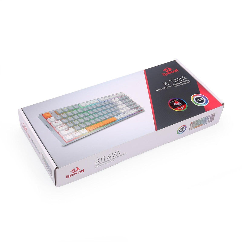 Redragon K636GWO-RGB V2 Kitava Wired Mechanical Gaming Keyboard (Grey-White-Orange) Dust-Proof Red Switch - DataBlitz