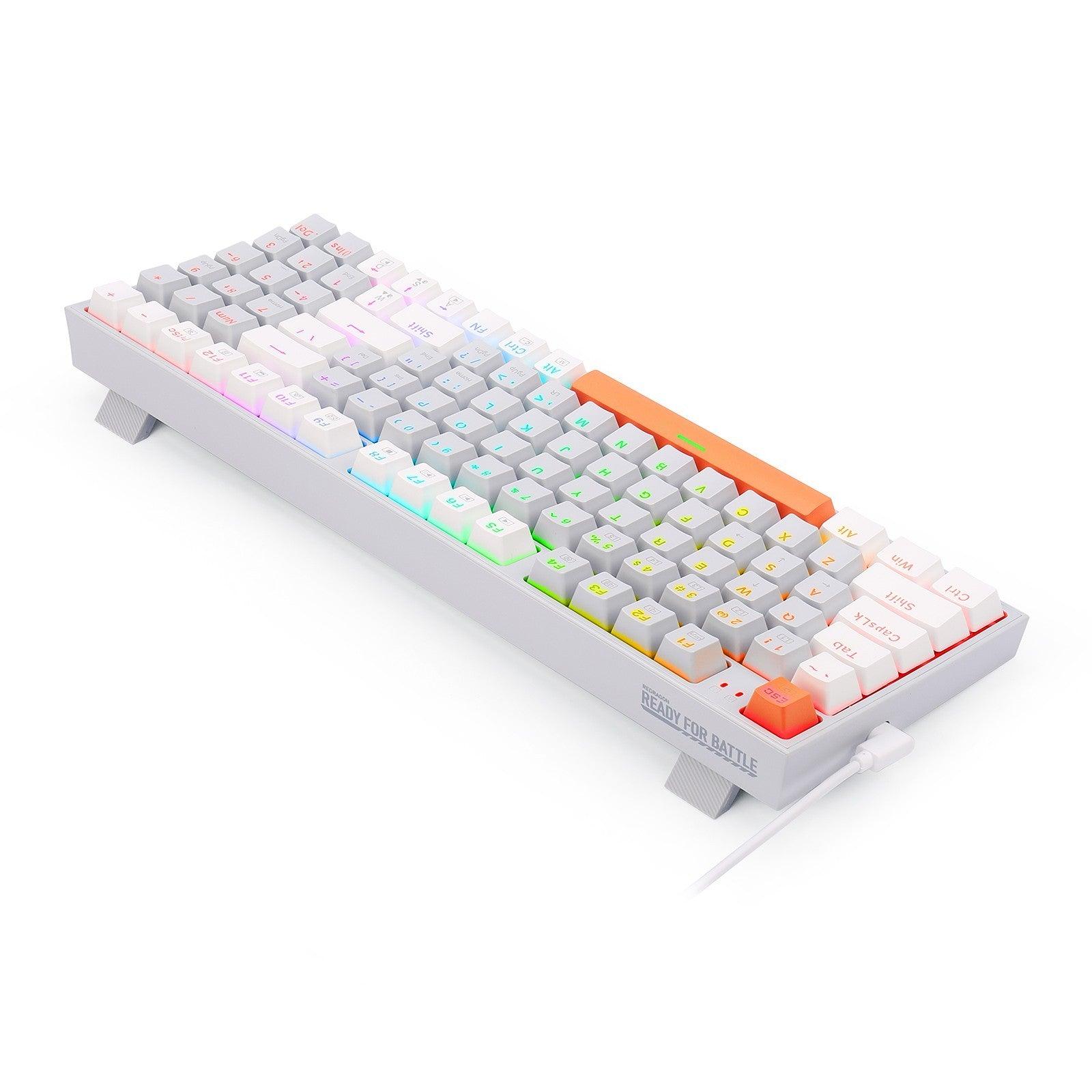 Redragon K636GWO-RGB V2 Kitava Wired Mechanical Gaming Keyboard (Grey-White-Orange) Dust-Proof Red Switch - DataBlitz