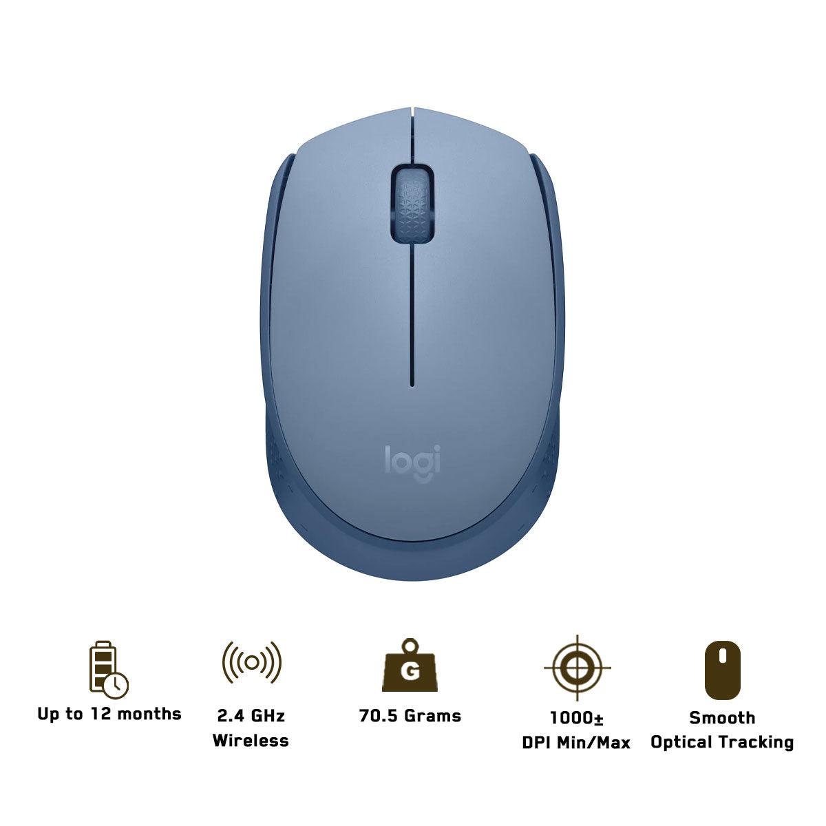 Logitech M171 Reliable Wireless Connectivity Mouse (Blue Grey) - DataBlitz