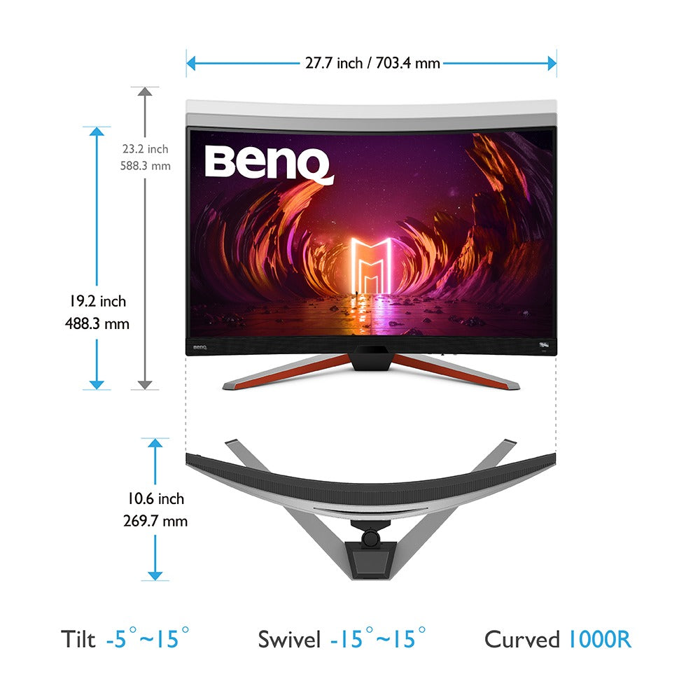 BENQ Mobiuz EX3210R 31.5-Inch QHD 1MS 165HZ Curved Gaming Monitor
