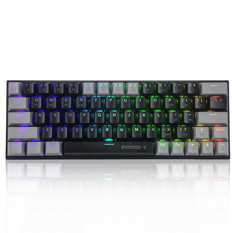 E-Yooso Z-11 Tri-Mode RGB 61 Keys Hot Swappable Mechanical Keyboard Black/Gray (Blue Switch) - DataBlitz