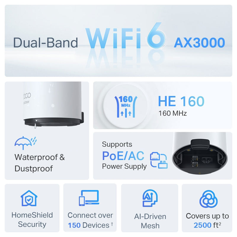 TP-Link AX3000 Outdoor/Indoor Mesh Wi-Fi (Deco X50-Outdoor) (1-Pack)