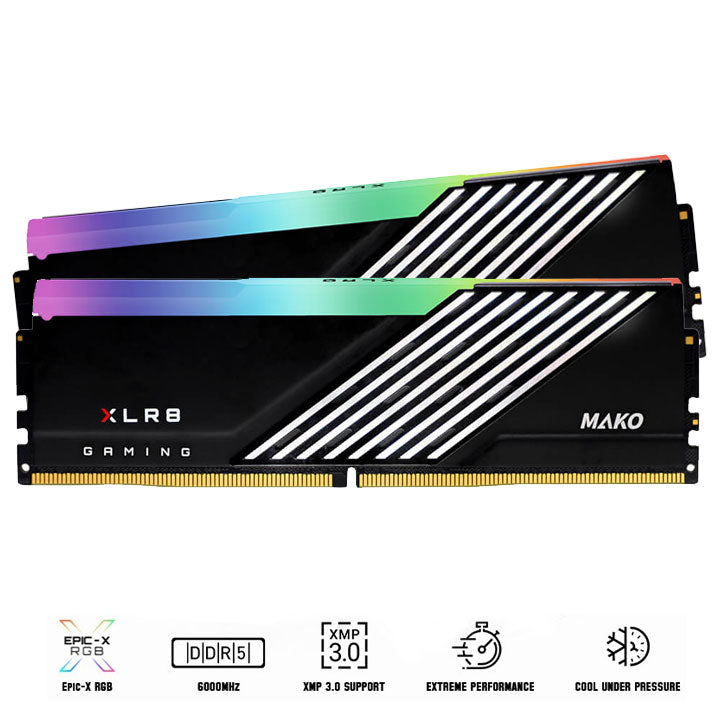 PNY XLR8 Gaming Mako Epic-X RGB 32GB (2X16GB) DDR5 6000MHZ CL40 Desktop Memory (MD32GK2D5600040MXRGB)