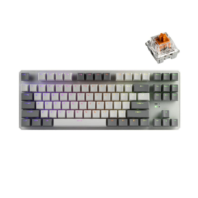 Tecware Phantom+ Elite 87-Keys RGB Wireless/Wired White Mechanical Keyboard (Pre-Lubed Wraith Brown Tactile Switches) - DataBlitz