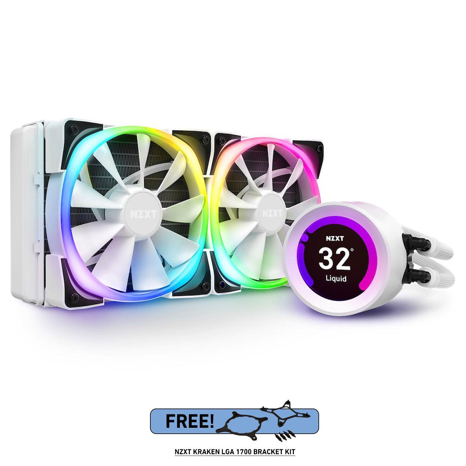 NZXT Kraken Z53 RGB 240MM Liquid Cooler With LCD Display (Matte White) (RL-KRZ53-RW) + NZXT Kraken LGA 1700 Bracket Kit - DataBlitz