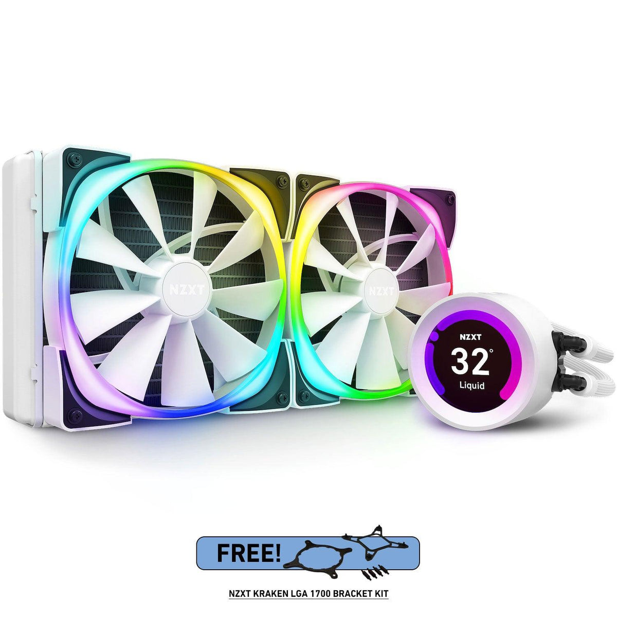 NZXT Kraken Z63 RGB 280mm Liquid Cooler With LCD Display (Matte White) (RL-KRZ63-RW) + NZXT Kraken LGA 1700 Bracket Kit - DataBlitz