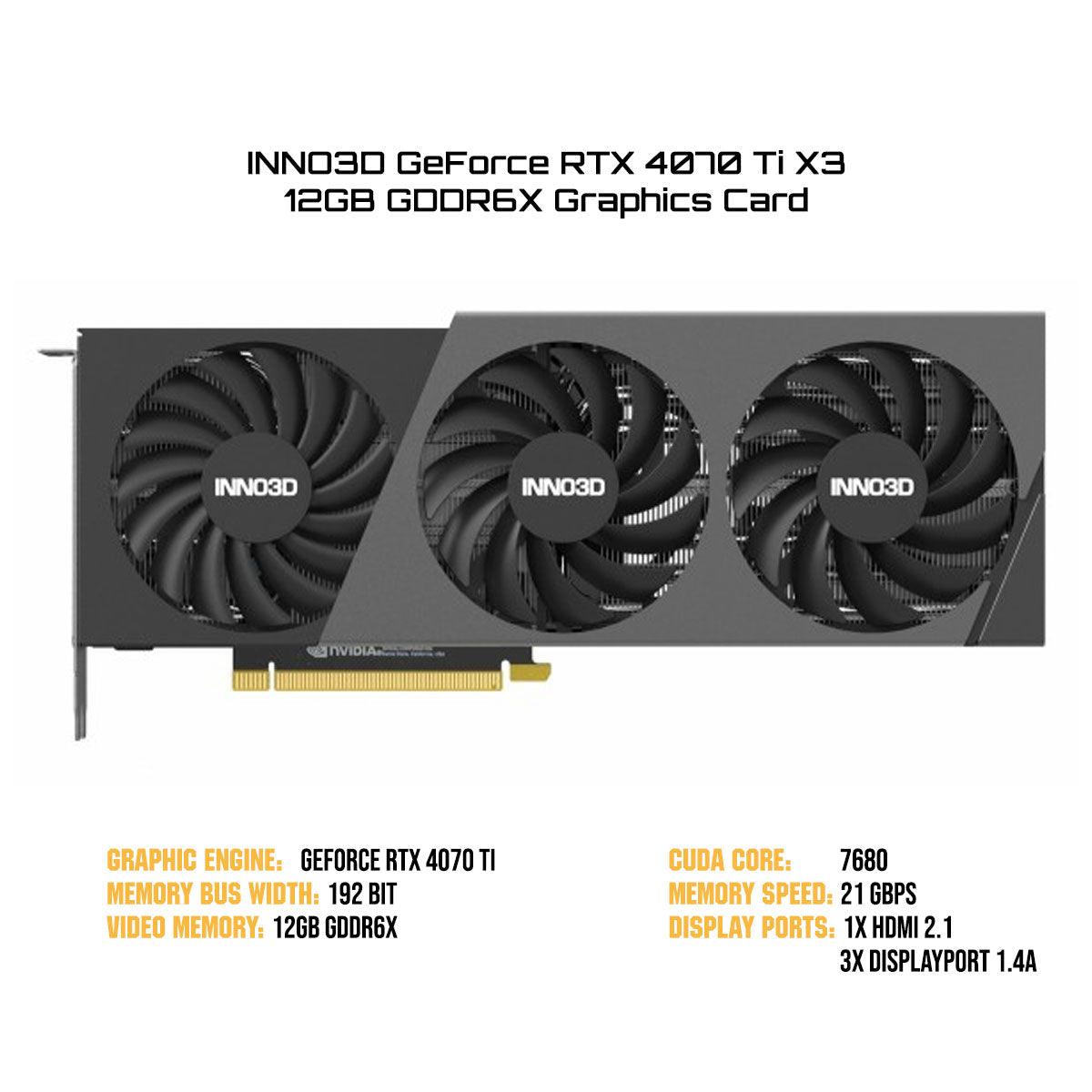 INNO3D GeForce RTX 4070 Ti X3 12GB GDDR6X Graphics Card (N407T3-126X-186148N) - DataBlitz