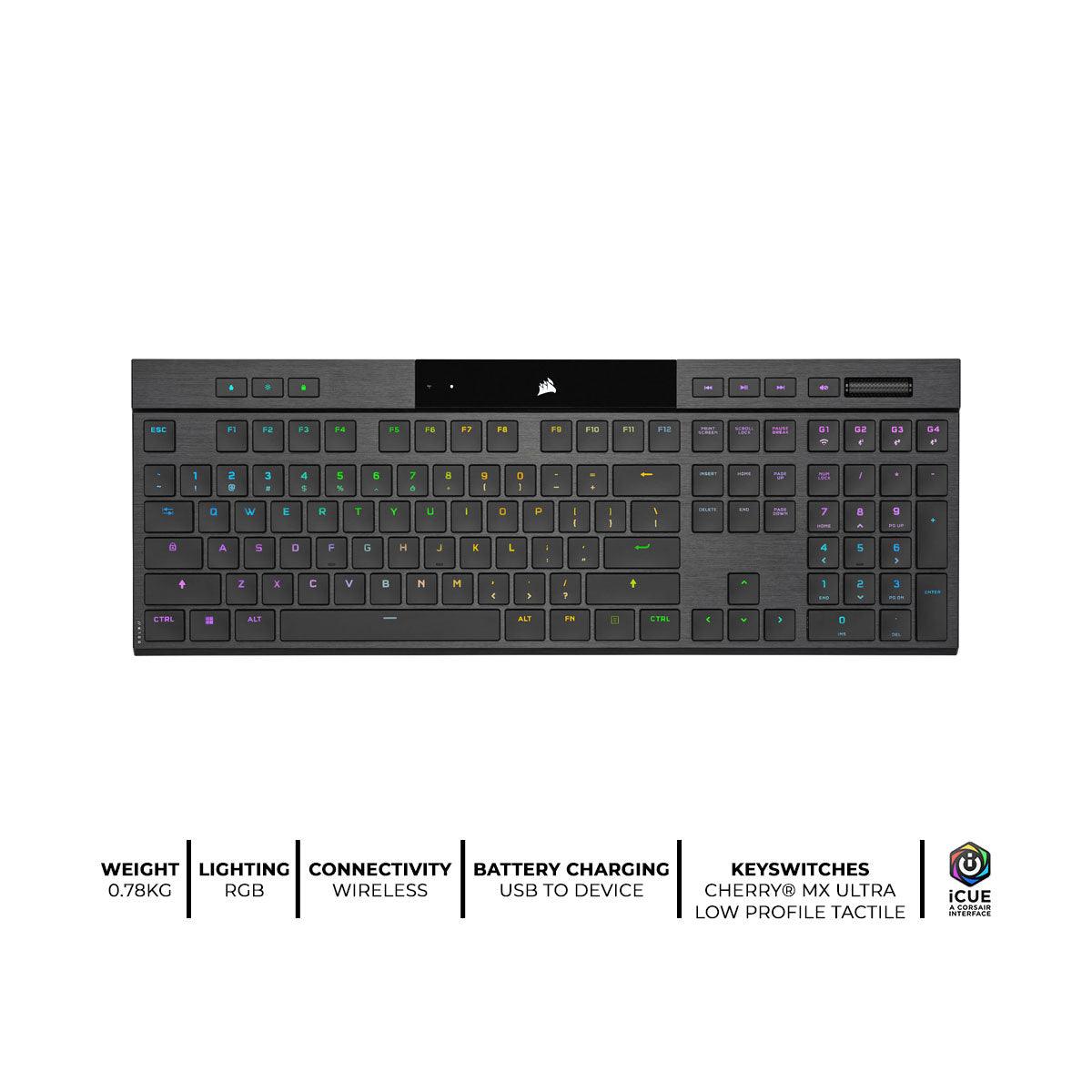 Corsair K100 Air Wireless RGB Ultra-Thin Mechanical Gaming Keyboard (Cherry MX Ultra Low Profile Tactile) - DataBlitz