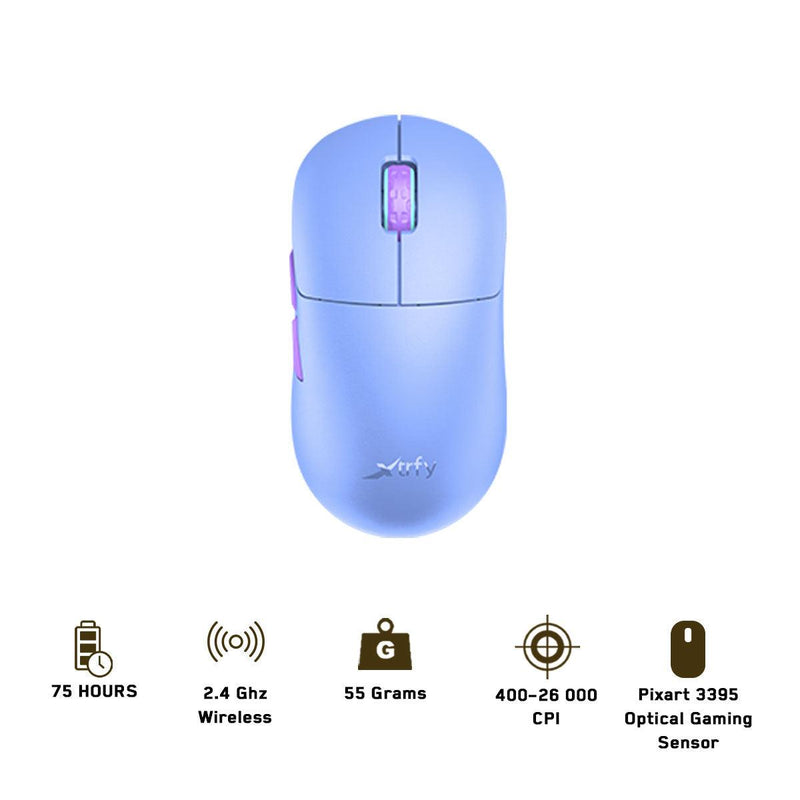 XTRFY M8 Wireless Ultra Light Gaming Mouse (Frosty Purple) - DataBlitz