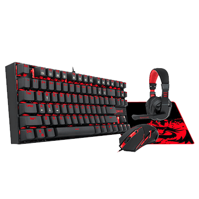 REDRAGON GAMING ESSENTIALS 4 IN 1 SET (KEYBOARD/MOUSE/MOUSEPAD/HEADSET) (K552-BB) - DataBlitz