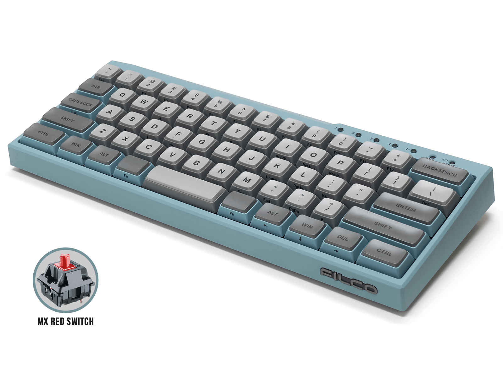 FILCO MAJESTOUCH MINILA-R CONVERTIBLE DOUBLE SHOT PBT 63 US ASCII MECHANICAL KEYBOARD ASAGI (MX RED SWITCH) (FFBTR63MRL/EAG) - DataBlitz
