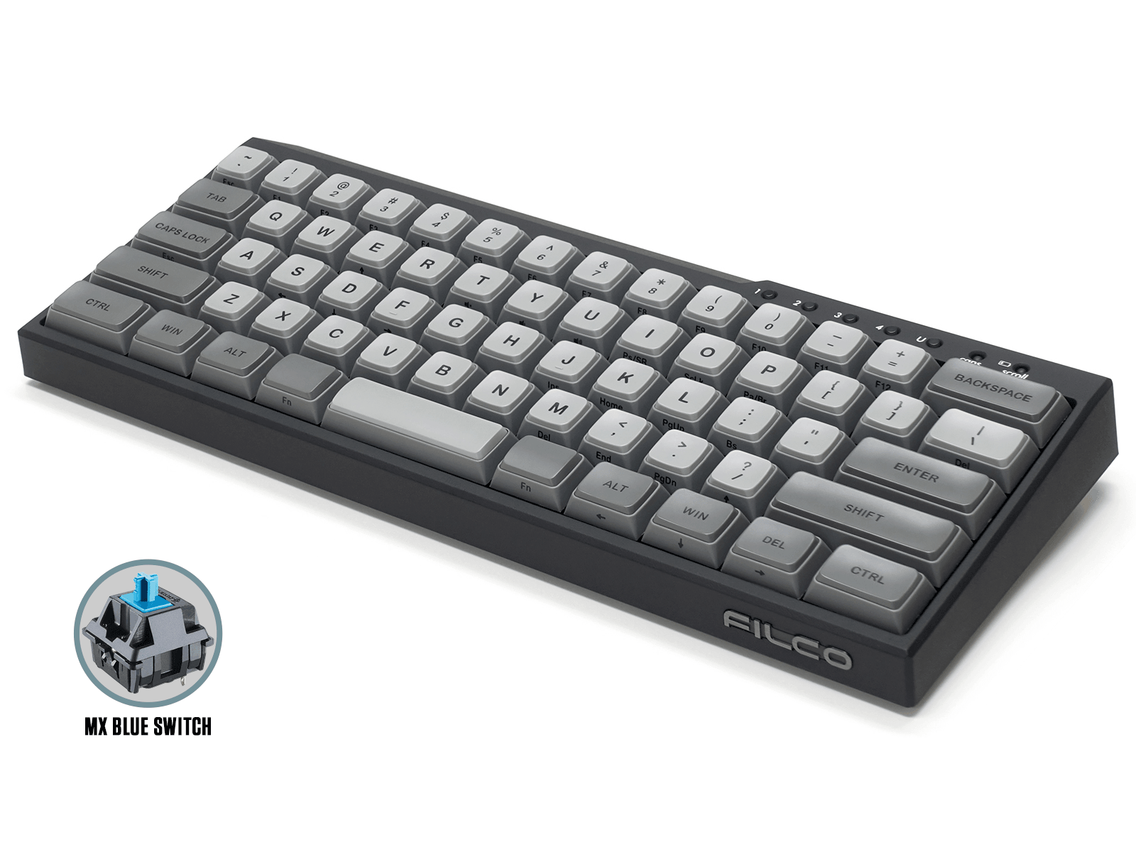 FILCO MAJESTOUCH MINILA-R CONVERTIBLE DOUBLE SHOT PBT 63 US ASCII MECHANICAL KEYBOARD MATTE BLACK (MX BLUE SWITCH) (FFBTR63MC/EMB) - DataBlitz