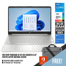HP 15S-FQ4033TU LAPTOP (NATURAL SILVER) | 15.6” FHD | 8GB DDR4 | 512GB SSD | IRIS XE | WIN11 + MS OFFICE HOME & STUDENT HP PRELUDE TOPLOAD BAG - DataBlitz
