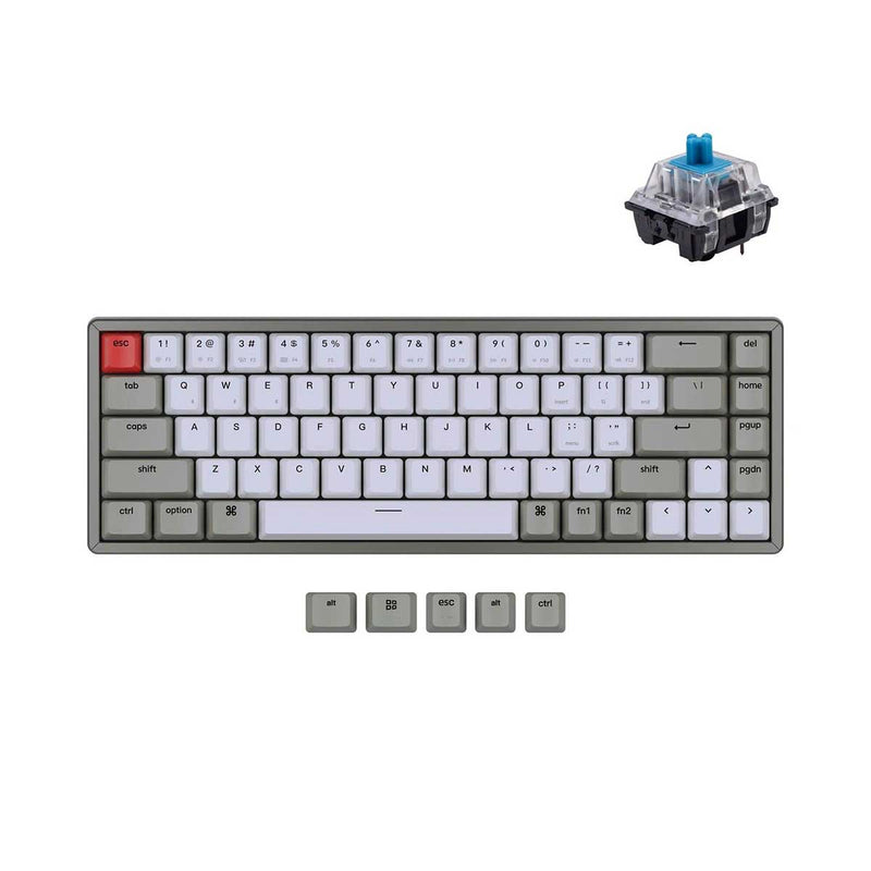 Keychron K6 Non-Backlight Aluminum Hot-Swappable Wireless Mechanical Keyboard (Gateron Blue Switch) (K6M2)