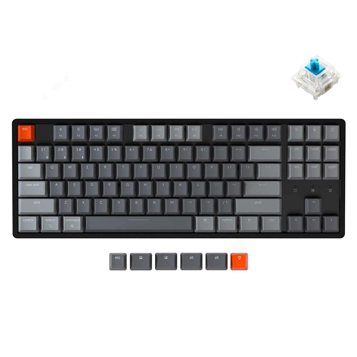 Keychron K8 RGB Backlight Aluminum Optical Wireless Mechanical Keyboard (Gateron Blue Switch) (K8Q2)