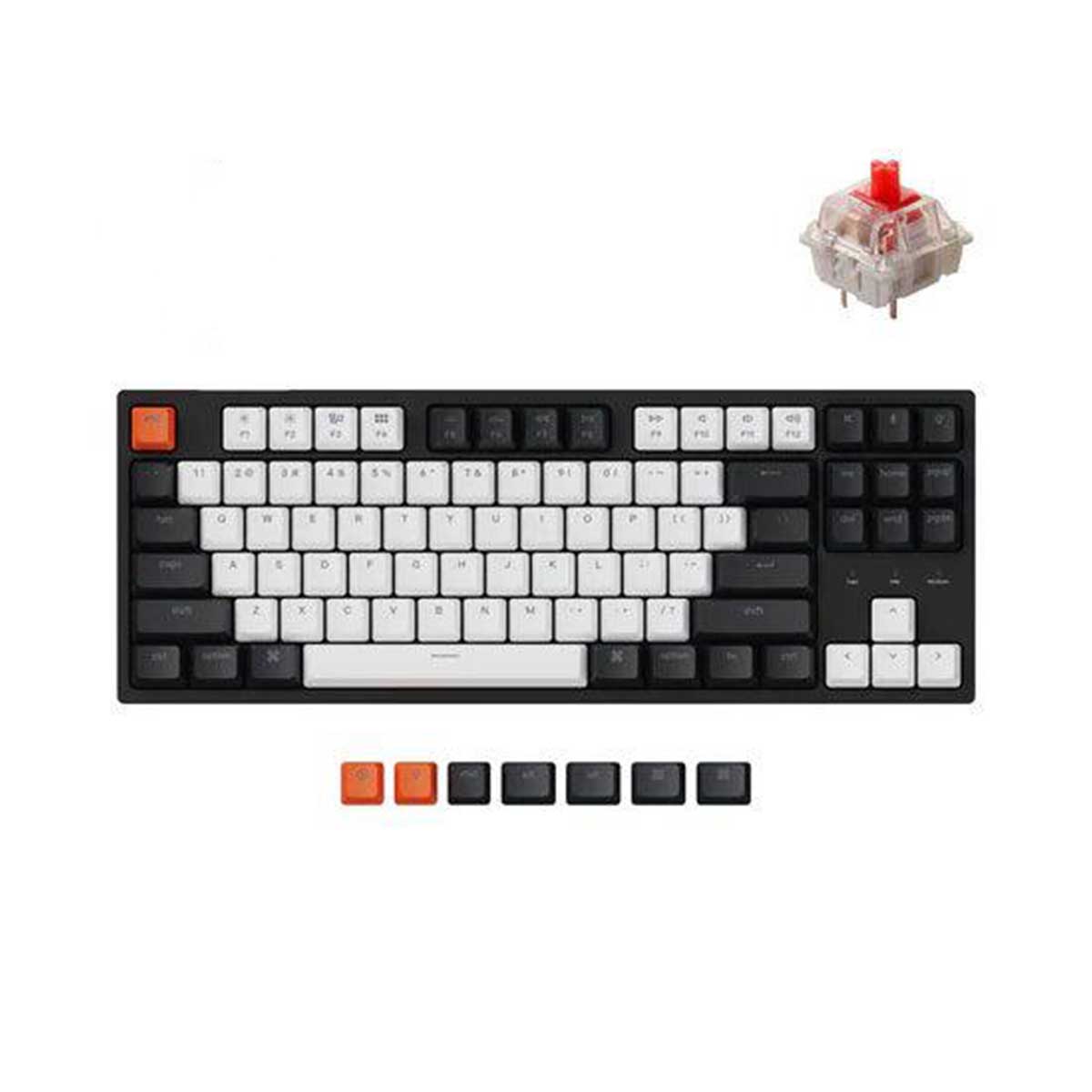 Keychron C1 87-Key Tenkeyless White Led Backlight Hot-Swappable Wired Mechanical Keyboard (Red Switch) (C1G1)
