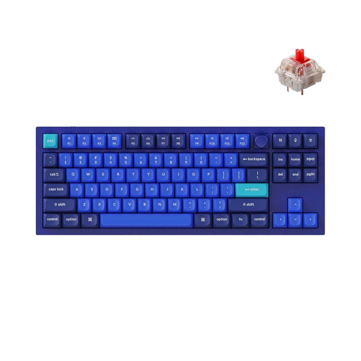 Keychron Q3 QMK Custom Mechanical Fully Assembled Navy Blue Knob Wired Keyboard (Red Switch) (Q3O1)