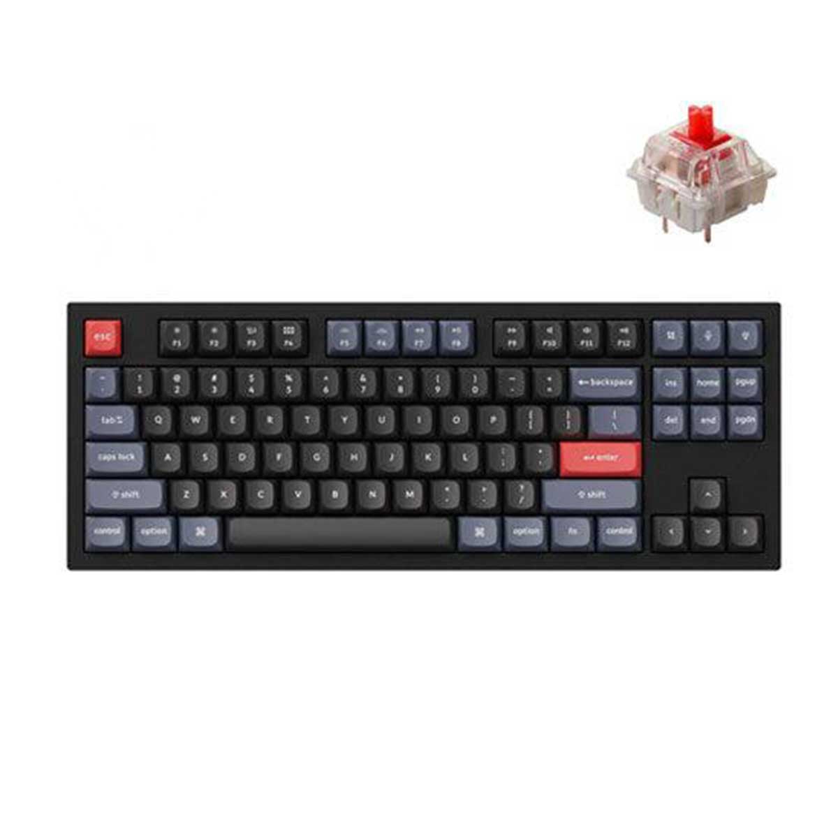 Keychron Q3 QMK Custom Mechanical Fully Assembled Carbon Black Wired Keyboard (Red Switch) (Q3C1)