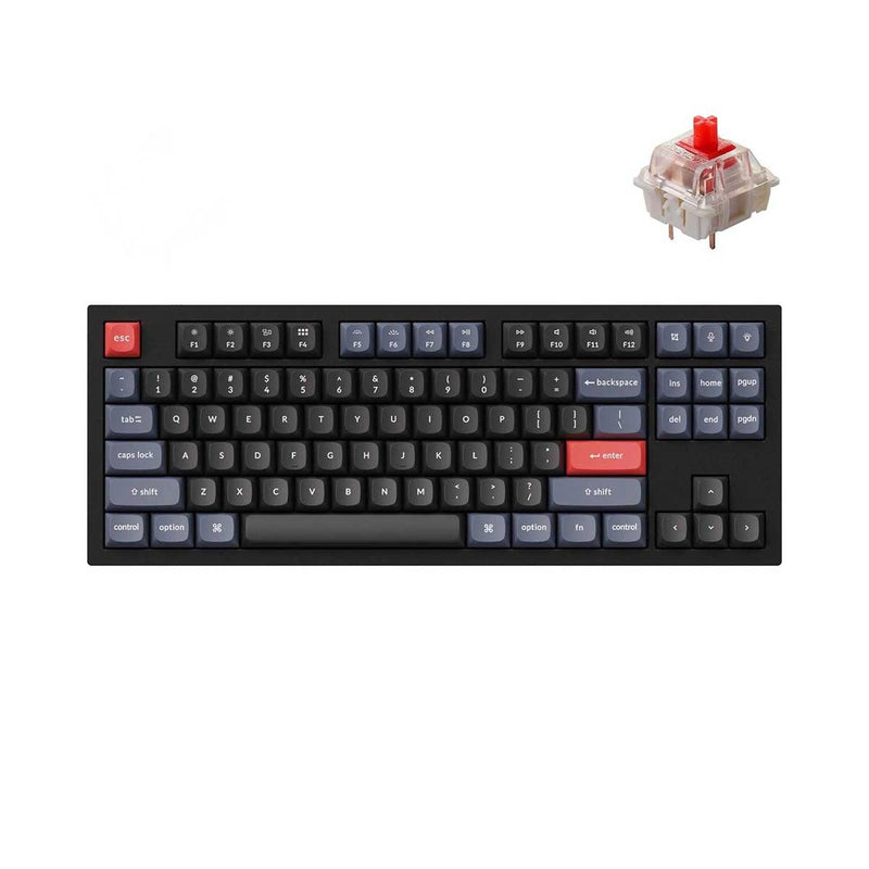 Keychron Q3 QMK Custom Mechanical Fully Assembled Carbon Black Knob Wired Keyboard (Red Switch) (Q3M1)